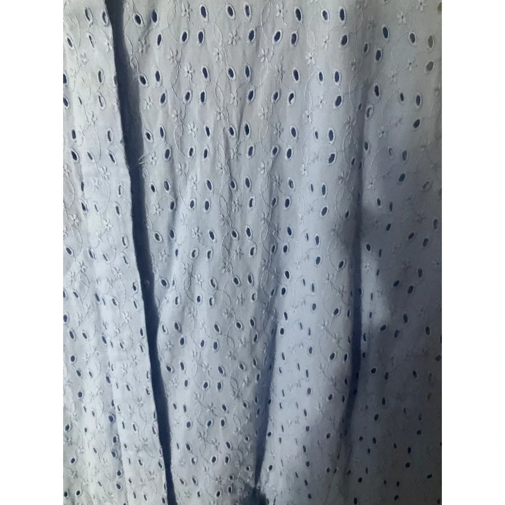 J. Crew Blue Eyelet Sleeveless Button Front Shirt Dress Size 22 Cotton